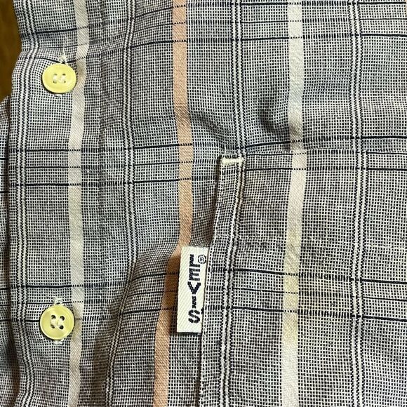 VTG Levi Silver Label Plaid Buttondown Gray L - Picture 4 of 7